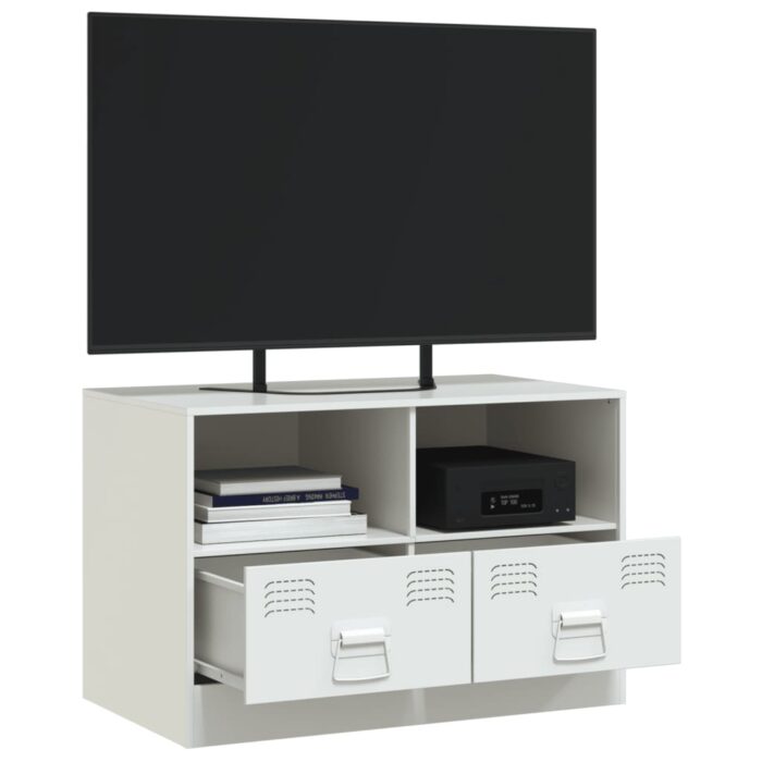 Meuble TV blanc 67x39x44 cm acier – Image 3