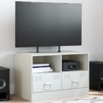 Meuble TV blanc 67x39x44 cm acier
