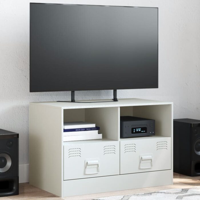 Meuble TV blanc 67x39x44 cm acier – Image 1