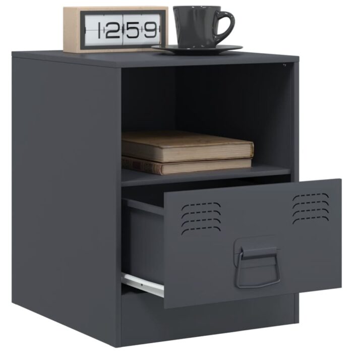 Table de chevet anthracite 34,5x39x44 cm acier – Image 3
