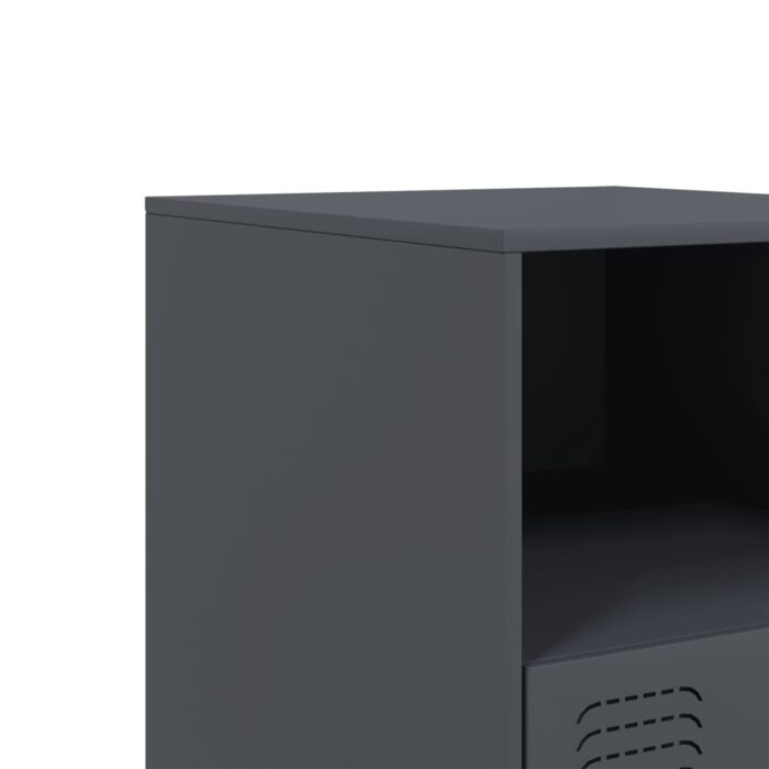 Table de chevet anthracite 34,5x39x44 cm acier – Image 8