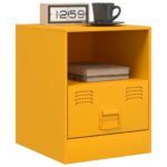 Table de chevet jaune moutarde 34,5x39x44 cm acier – Image 2