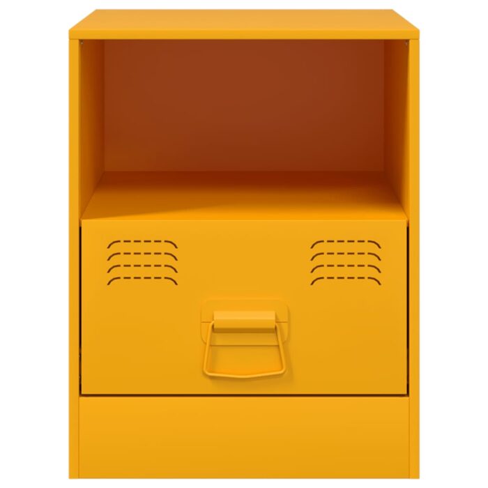 Tables de chevet 2 pcs jaune moutarde 34,5x39x44 cm acier – Image 3