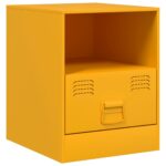 Tables de chevet 2 pcs jaune moutarde 34,5x39x44 cm acier – Image 4