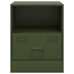 Tables de chevet 2 pcs vert olive 34,5x39x44 cm acier – Image 3