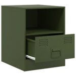 Tables de chevet 2 pcs vert olive 34,5x39x44 cm acier – Image 5