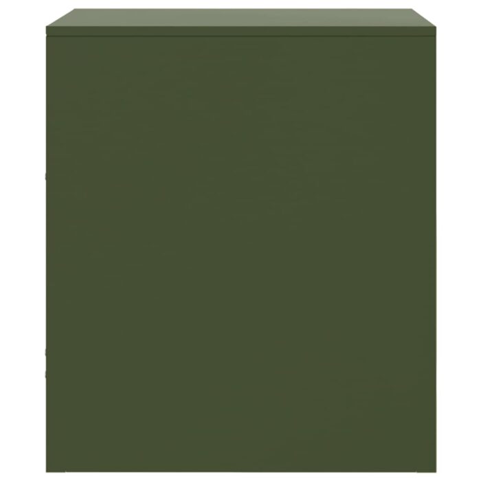 Tables de chevet 2 pcs vert olive 34,5x39x44 cm acier – Image 6