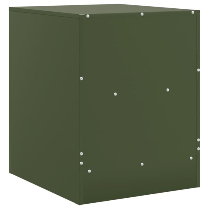 Tables de chevet 2 pcs vert olive 34,5x39x44 cm acier – Image 7