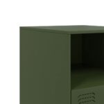 Tables de chevet 2 pcs vert olive 34,5x39x44 cm acier – Image 8