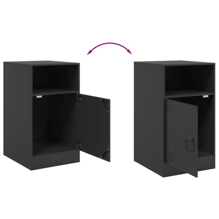 Tables de chevet 2 pcs noir 34,5x39x62 cm acier – Image 8