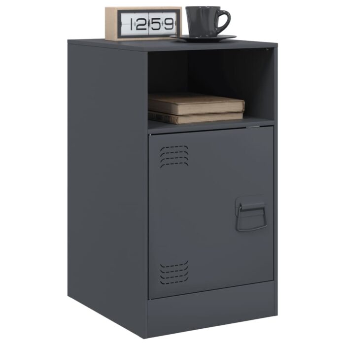 Table de chevet anthracite 34,5x39x62 cm acier – Image 2