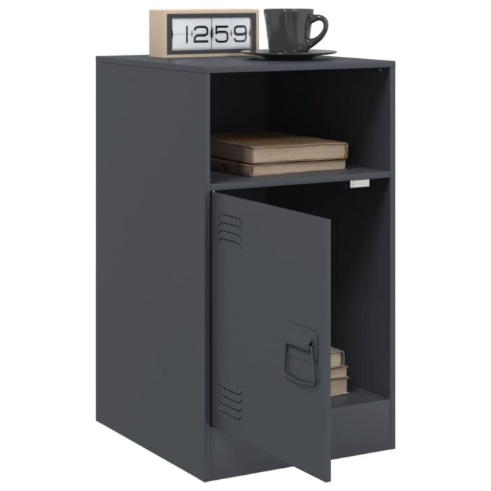 Table de chevet anthracite 34,5x39x62 cm acier – Image 3
