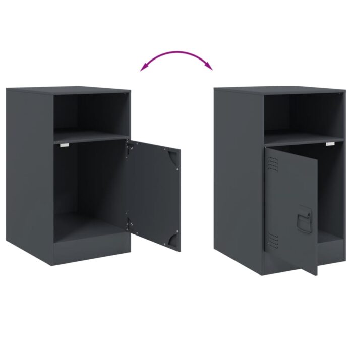 Table de chevet anthracite 34,5x39x62 cm acier – Image 8