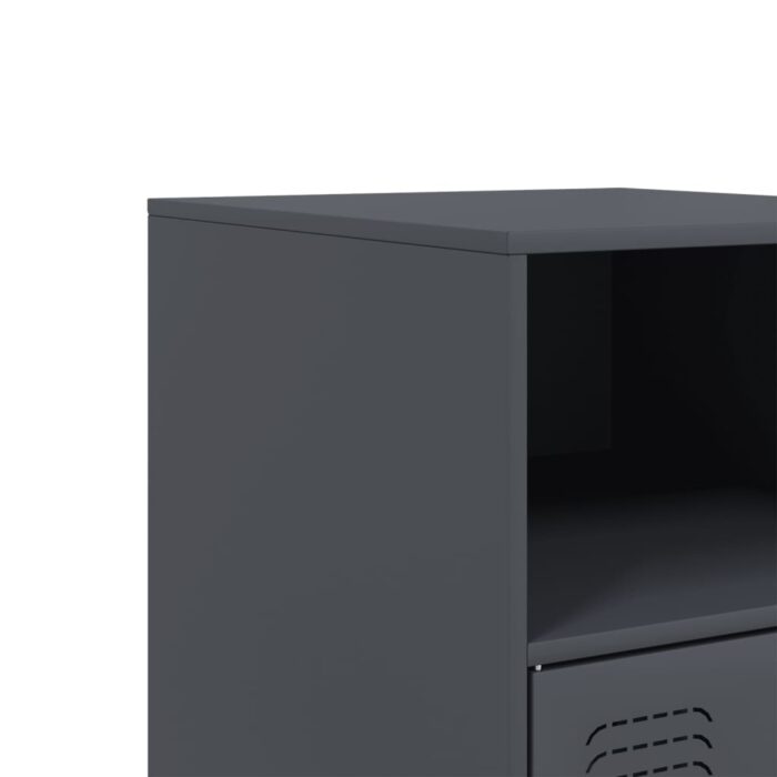 Table de chevet anthracite 34,5x39x62 cm acier – Image 9