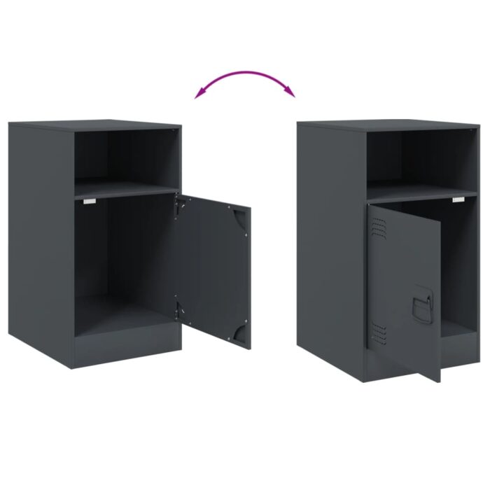 Tables de chevet 2 pcs anthracite 34,5x39x62 cm acier – Image 8