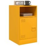 Table de chevet jaune moutarde 34,5x39x62 cm acier – Image 2