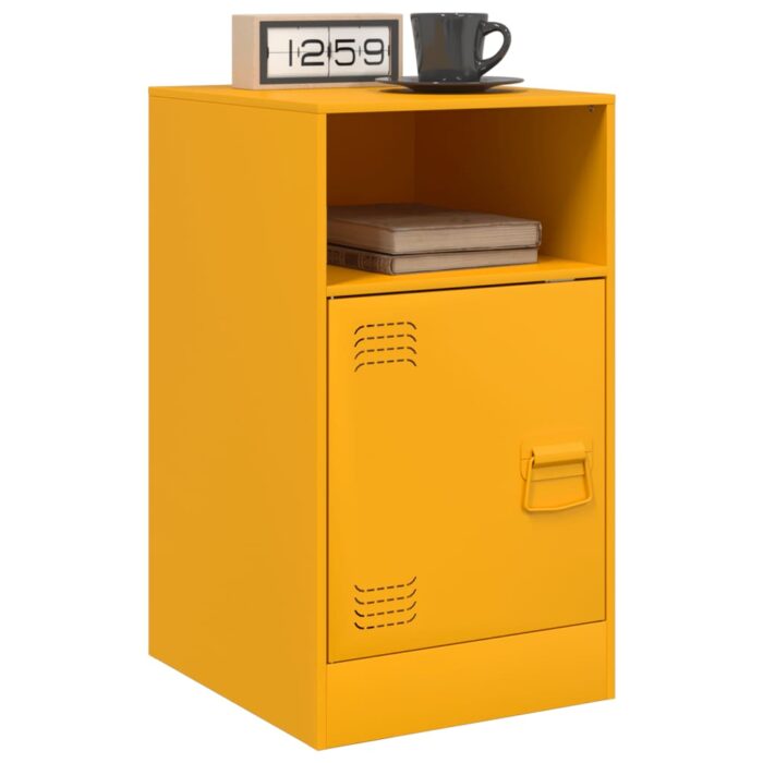 Table de chevet jaune moutarde 34,5x39x62 cm acier – Image 2