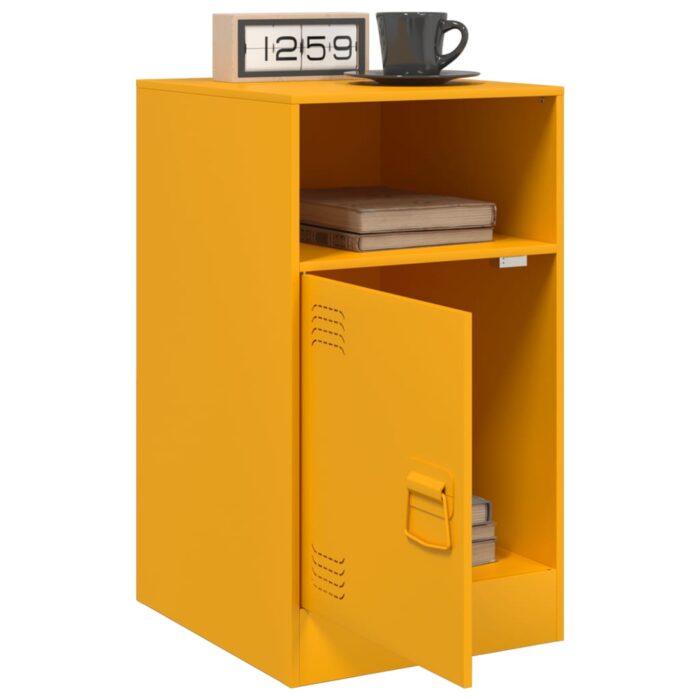Table de chevet jaune moutarde 34,5x39x62 cm acier – Image 3