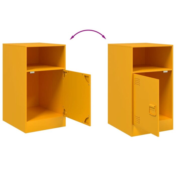 Table de chevet jaune moutarde 34,5x39x62 cm acier – Image 8