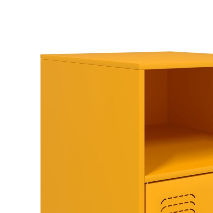 Table de chevet jaune moutarde 34,5x39x62 cm acier – Image 9