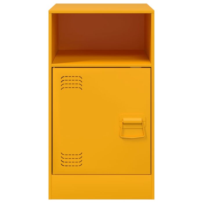 Tables de chevet 2 pcs jaune moutarde 34,5x39x62 cm acier – Image 3