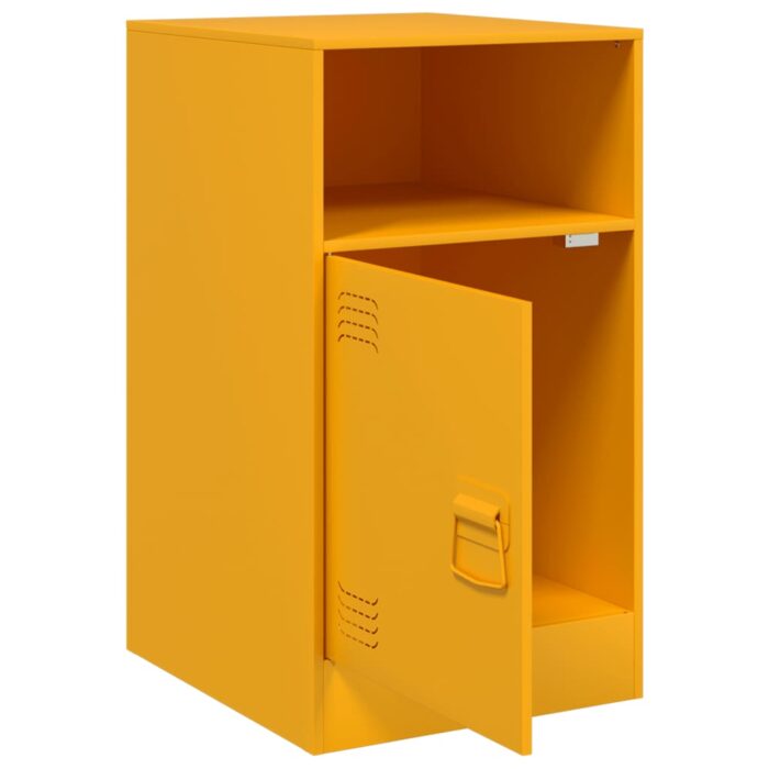 Tables de chevet 2 pcs jaune moutarde 34,5x39x62 cm acier – Image 4