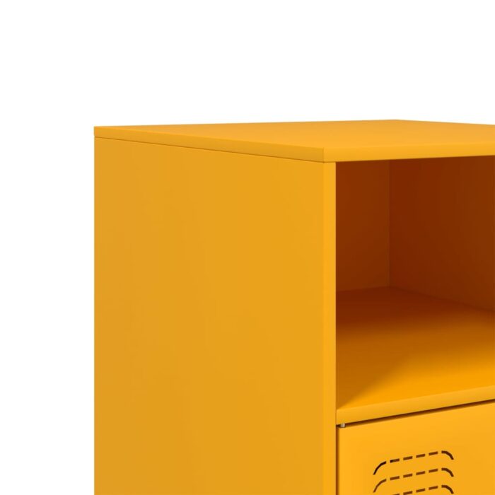 Tables de chevet 2 pcs jaune moutarde 34,5x39x62 cm acier – Image 9