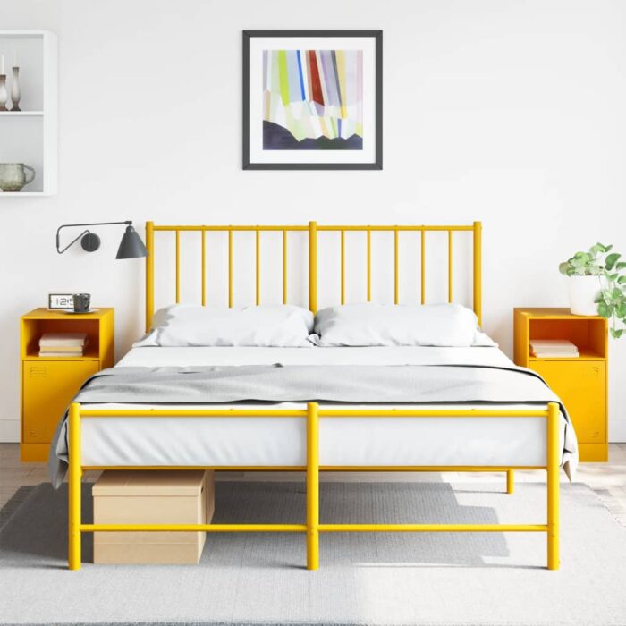 Tables de chevet 2 pcs jaune moutarde 34,5x39x62 cm acier – Image 1