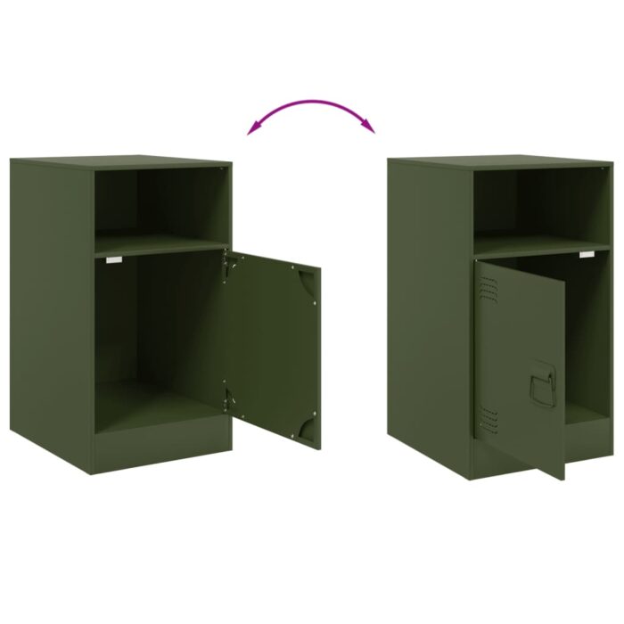 Tables de chevet 2 pcs vert olive 34,5x39x62 cm acier – Image 8