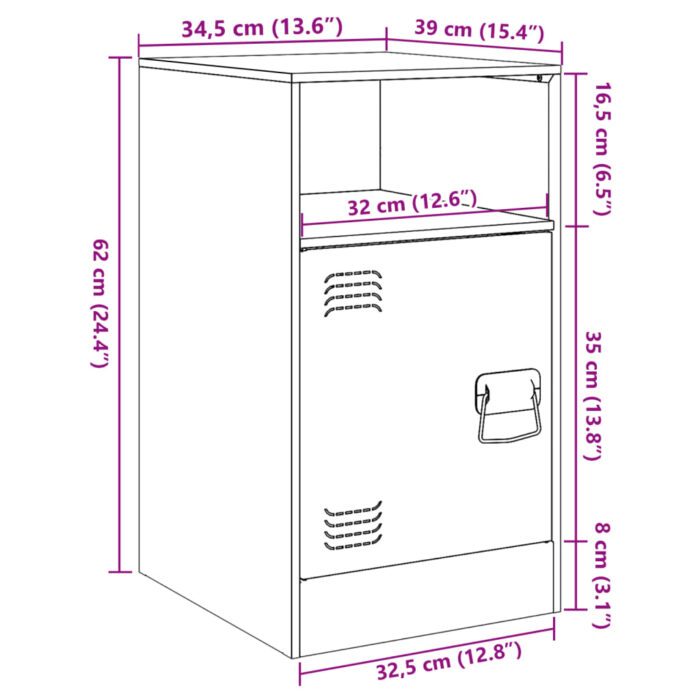 Table de chevet blanc 34,5x39x62 cm acier – Image 11