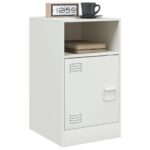 Table de chevet blanc 34,5x39x62 cm acier – Image 2