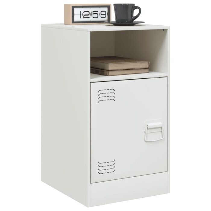 Table de chevet blanc 34,5x39x62 cm acier – Image 2