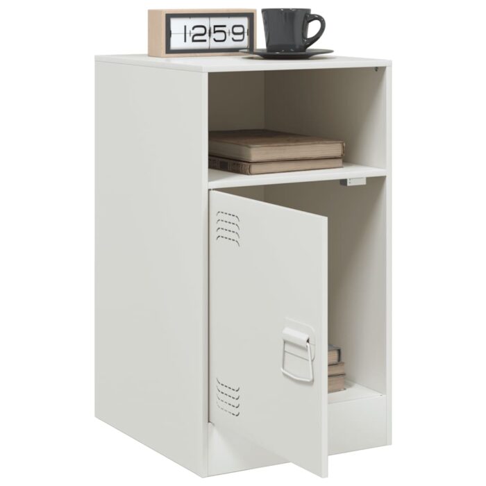 Table de chevet blanc 34,5x39x62 cm acier – Image 3
