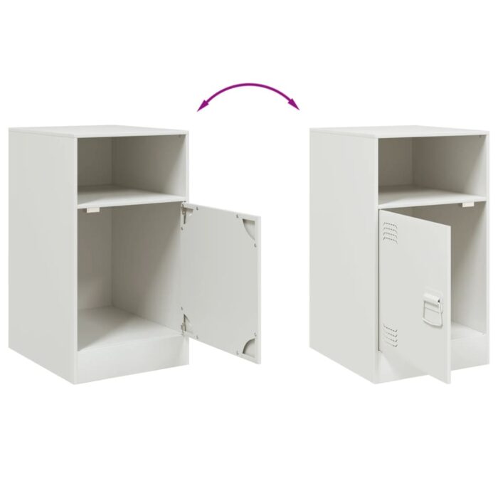 Table de chevet blanc 34,5x39x62 cm acier – Image 8