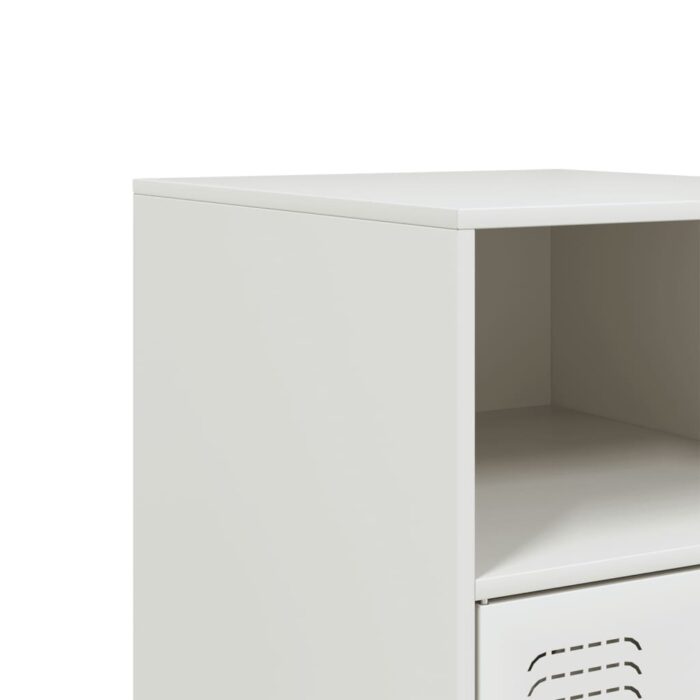 Table de chevet blanc 34,5x39x62 cm acier – Image 9