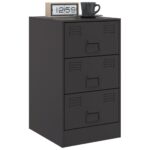 Table de chevet noir 34,5x39x62 cm acier – Image 2