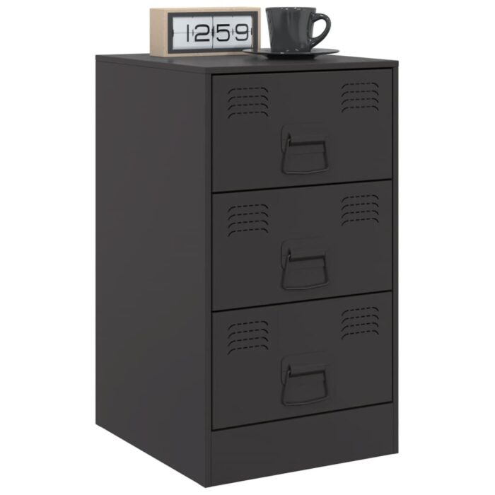 Table de chevet noir 34,5x39x62 cm acier – Image 2
