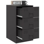 Table de chevet noir 34,5x39x62 cm acier – Image 3