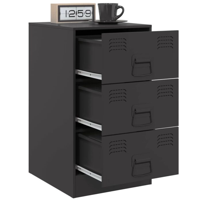 Table de chevet noir 34,5x39x62 cm acier – Image 3