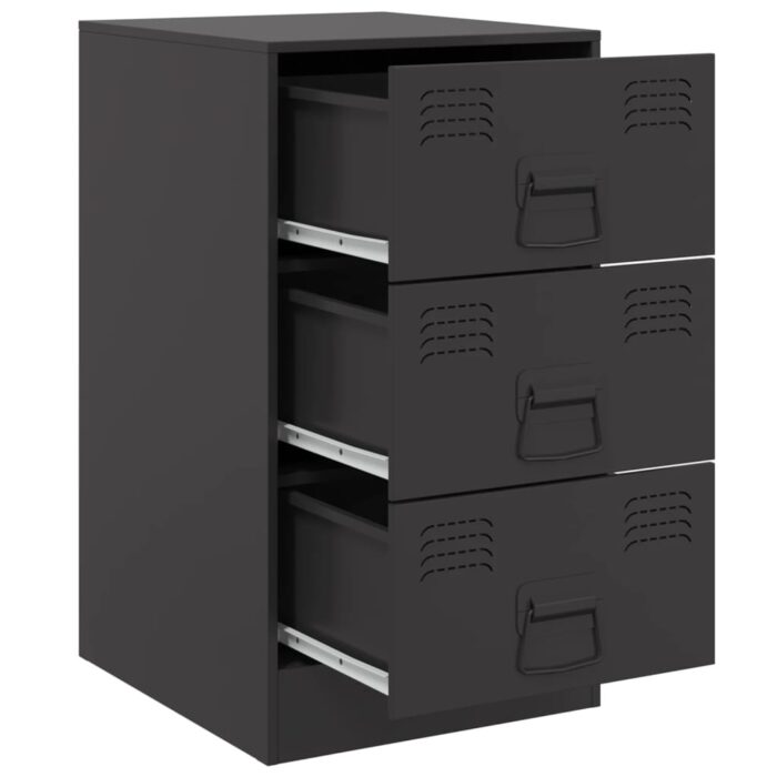 Table de chevet noir 34,5x39x62 cm acier – Image 5
