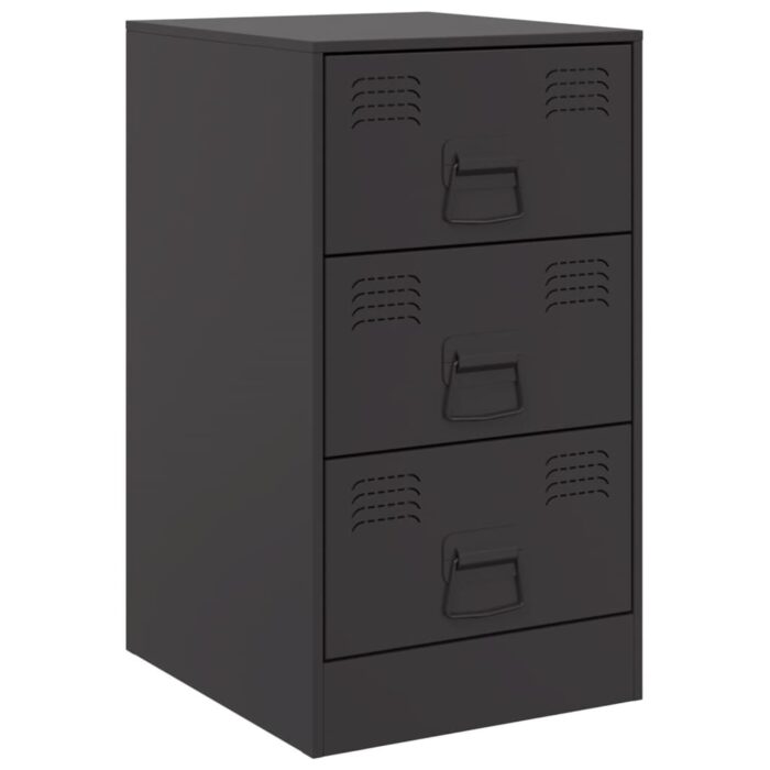 Tables de chevet 2 pcs noir 34,5x39x62 cm acier – Image 4