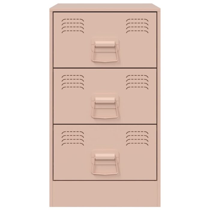 Table de chevet rose 34,5x39x62 cm acier – Image 4