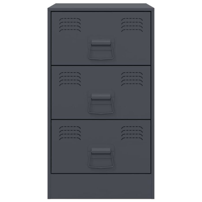 Tables de chevet 2 pcs anthracite 34,5x39x62 cm acier – Image 3