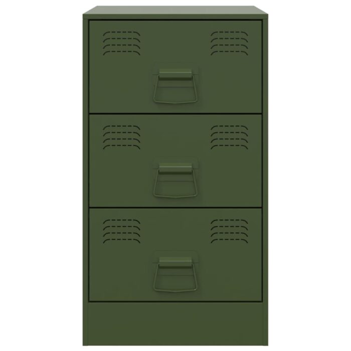 Table de chevet vert olive 34,5x39x62 cm acier – Image 4