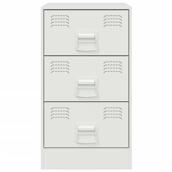 Table de chevet blanc 34,5x39x62 cm acier – Image 4