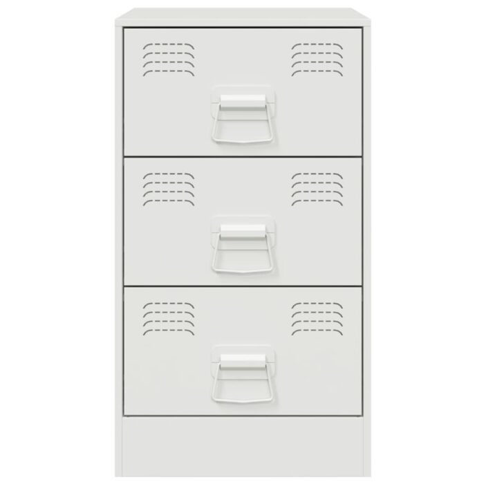 Tables de chevet 2 pcs blanc 34,5x39x62 cm acier – Image 3