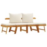 Banc de jardin avec coussins 2 en 1 bois d'acacia massif – Image 2