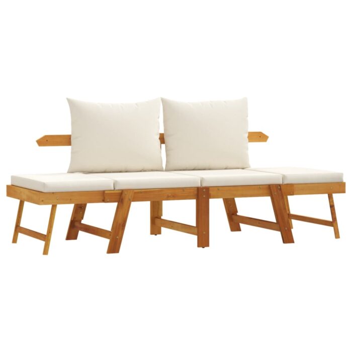 Banc de jardin avec coussins 2 en 1 bois d'acacia massif – Image 2