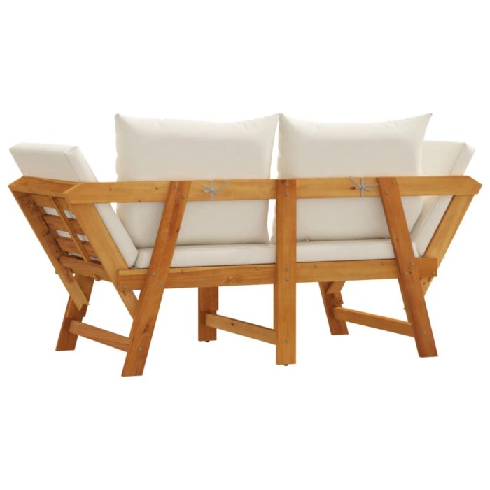 Banc de jardin avec coussins 2 en 1 bois d'acacia massif – Image 5