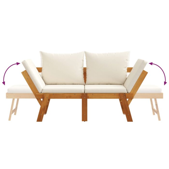 Banc de jardin avec coussins 2 en 1 bois d'acacia massif – Image 6